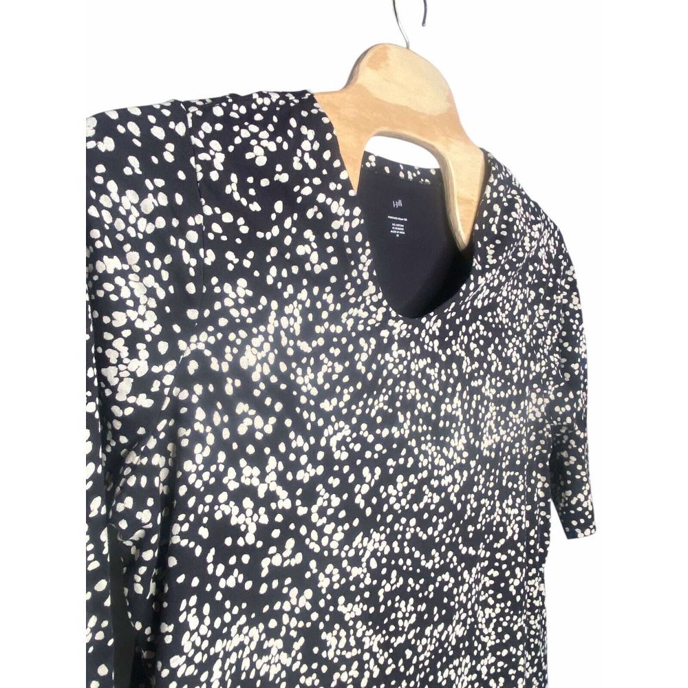J. Jill blouse size 2XL navy‎ blue white polka dots 3/4 sleeve Forward seam tee - Picture 2 of 5